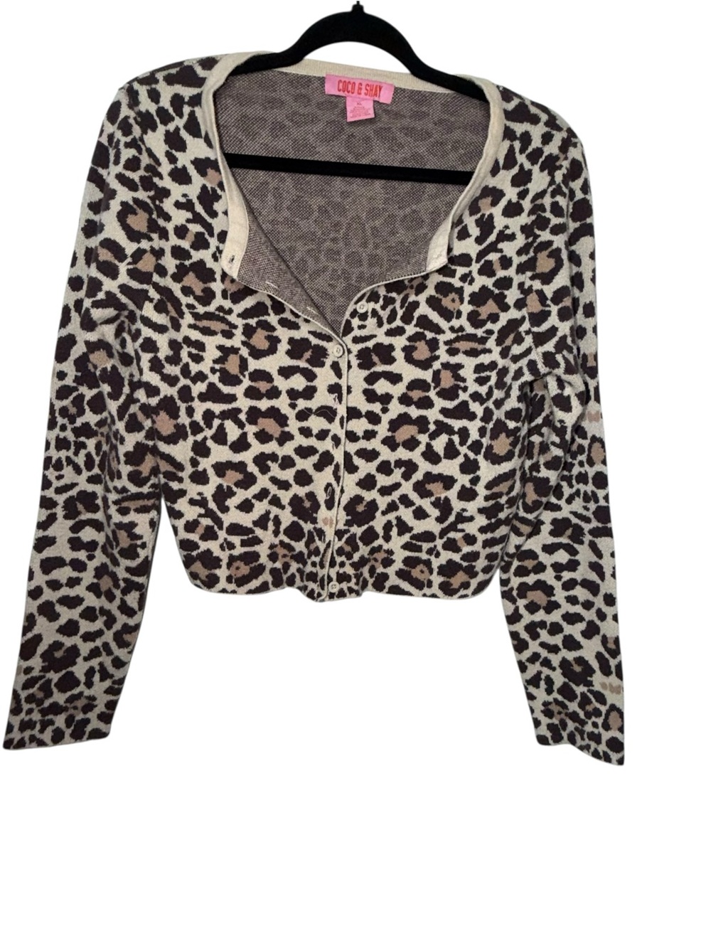COCO & SHAY Leopard Print Button-Up Cardigan - Cream, Brown, Black